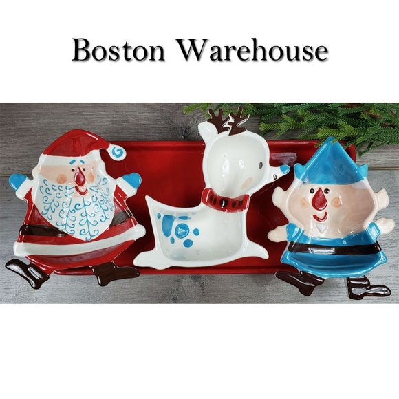 Boston Warehouse Ho Ho Ho Christmas Condiment Serving Set - Picture 1 of 16